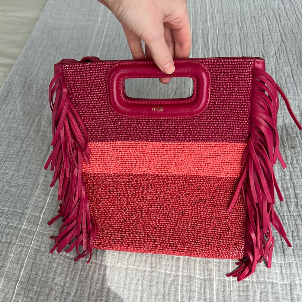 Maje Leather and Beaded Bag